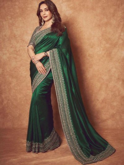Satin Embroidered Ready to Wear Saree Stitched Blouse for Women |Asian Ethnic Wear UK - BONYHUBSAREE