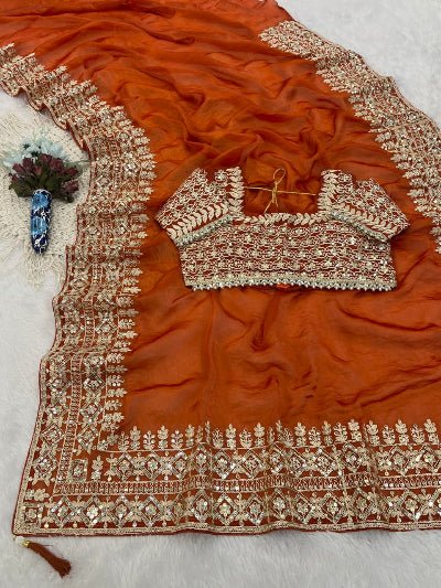 Satin Embroidered Ready to Wear Saree Stitched Blouse for Women |Asian Ethnic Wear UK - BONYHUBSAREE
