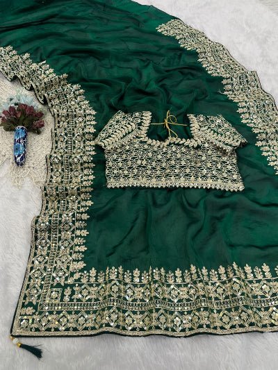 Satin Embroidered Ready to Wear Saree Stitched Blouse for Women |Asian Ethnic Wear UK - BONYHUBSAREE