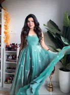 Sea Green Silk Blend Ethnic Anarkali Suit Set UK Next Day - BONYHUBSALWAR KAMEEZ
