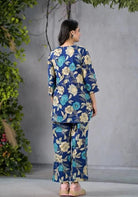 Serene Floral Blue Cotton Co - ord Set UK Next Day - BONYHUBsalwar suit