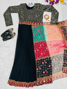 Shimmer Black 10 Second Multicolor Readymade Sari Gown - BONYHUBSAREE