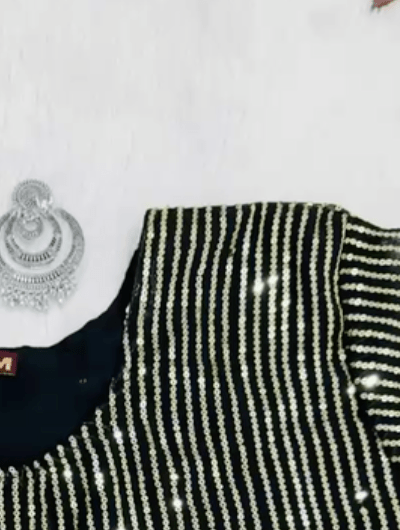 Shimmer Black 10 Second Multicolor Readymade Sari Gown - BONYHUBSAREE