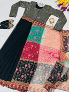Shimmer Black 10 Second Multicolor Readymade Sari Gown - BONYHUBSAREE