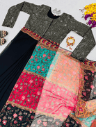 Shimmer Black 10 Second Multicolor Readymade Sari Gown - BONYHUBSAREE