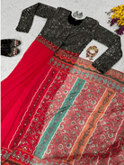 Shimmer Red 10 Second Multicolor Readymade Sari Gown - BONYHUBSAREE