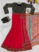 Shimmer Red 10 Second Multicolor Readymade Sari Gown - BONYHUBSAREE