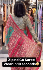 Shimmer Red 10 Second Multicolor Readymade Sari Gown - BONYHUBSAREE