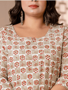 Short Plus Size Kurti Tunic Beige Cotton UK Next Day - BONYHUBSALWAR KAMEEZ