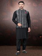Silk Wedding Designer Men Kurta Koti With Pyjama - BONYHUBMEN KURTA