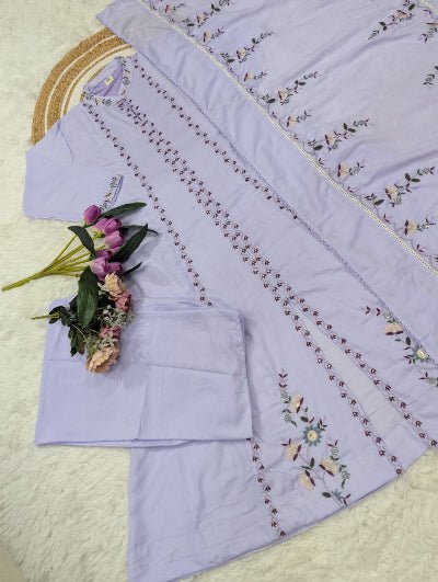 Soft Lilac Muslin Cotton Anarkali Suit - BONYHUBSALWAR KAMEEZ