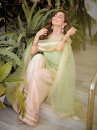 Soft Pastel Green Farshi Suit Set with Mirror & Moti Detailing - BONYHUBSALWAR KAMEEZ