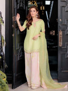 Soft Pastel Green Farshi Suit Set with Mirror & Moti Detailing - BONYHUBSALWAR KAMEEZ