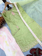 Soft Pastel Green Farshi Suit Set with Mirror & Moti Detailing - BONYHUBSALWAR KAMEEZ