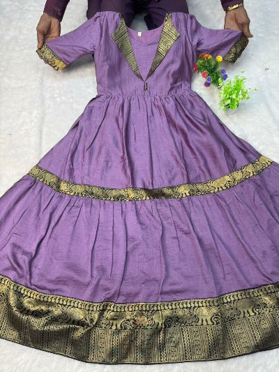 South Traditional Vichitra Silk Jacquard Gown 1 qty - BONYHUBSALWAR KAMEEZ