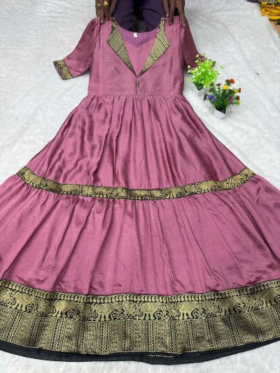 South Traditional Vichitra Silk Jacquard Gown 1 qty - BONYHUBSALWAR KAMEEZ