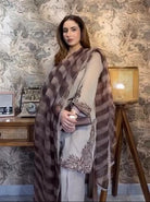 Stone Grey Georgette Embroidered Farshi Suit Set - BONYHUBSALWAR KAMEEZ