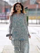 Stylish Light Blue Georgette Printed Farshi Suit Set - BONYHUBSALWAR KAMEEZ