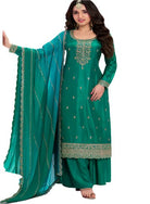 Suhaag Elegance: Green Vichitra Silk Sequence Work Salwar Set - BONYHUBSALWAR KAMEEZ