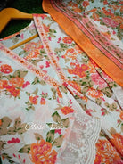 Summer Ready Orange Floral Anarkali Suit Set UK Next Day - BONYHUBSALWAR KAMEEZ