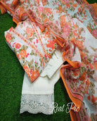 Summer Ready Orange Floral Anarkali Suit Set UK Next Day - BONYHUBSALWAR KAMEEZ