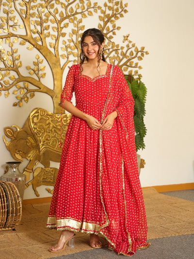 Superhit Bandhani Georgette Anarkali Suit for Women - BONYHUBSALWAR KAMEEZ