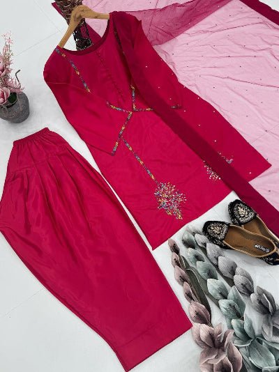 Superhit Embroidered Sequins Work Farshi Suit Set - BONYHUBSALWAR KAMEEZ