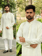 Teal Blue Designer Ethnic Men Kurta Pyjama - BONYHUBMEN KURTA