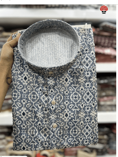 Teal Blue Ethnic Wear Men Kurta Pyjama - BONYHUBMEN KURTA