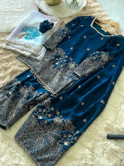 Teal Blue Fendi Silk Farshi Suit UK | Women&
