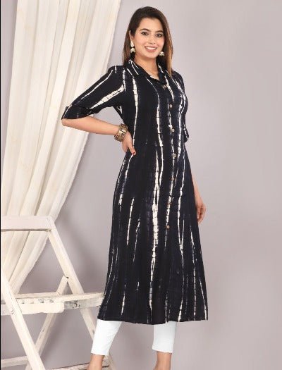 Tie Dye A - Line Cotton Kurti 1Pc - BONYHUBSALWAR KAMEEZ
