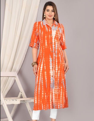 Tie Dye A - Line Cotton Kurti 1Pc - BONYHUBSALWAR KAMEEZ