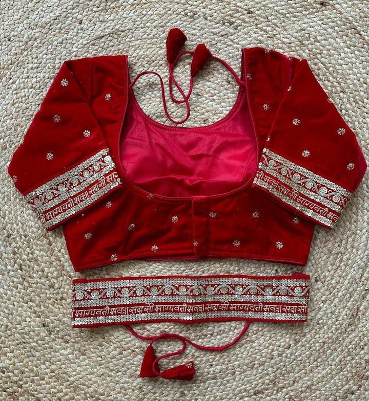 Velvet Embroidered Stitched Readymade Blouse UK Next Day - BONYHUBblouses