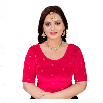 Velvet Gold Designer Butti Stretchable Sari Blouse - BONYHUBblouses