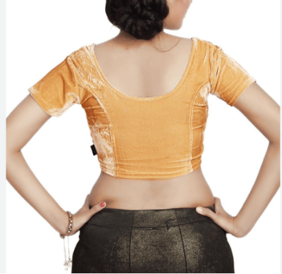 Velvet Gold Designer Stretchable Sari Blouse - BONYHUBblouses