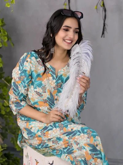 Vibrant Garden Muse Cotton Co - ord Set - BONYHUBsalwar suit