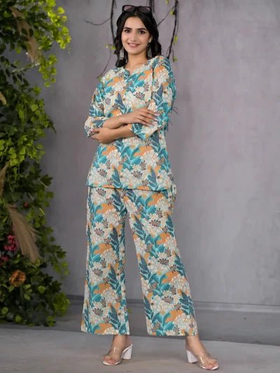 Vibrant Garden Muse Cotton Co - ord Set - BONYHUBsalwar suit