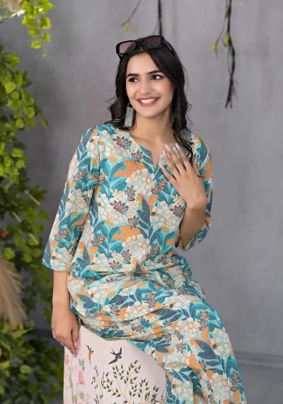 Vibrant Garden Muse Cotton Co - ord Set - BONYHUBsalwar suit