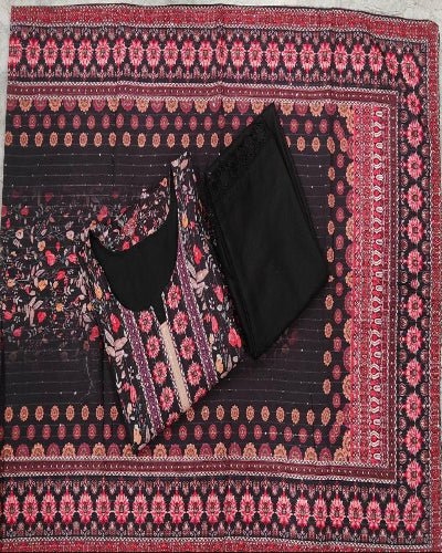 Viha Plus Size Black Jaipuri Print Salwar Suit Set - BONYHUBSALWAR KAMEEZ