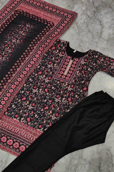 Viha Plus Size Black Jaipuri Print Salwar Suit Set - BONYHUBSALWAR KAMEEZ