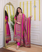 Viha Plus Size Pink Muslin Digital Print Salwar Suit Set - BONYHUBSALWAR KAMEEZ