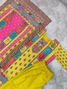 Viha Plus Size Yellow Jaipuri Design Salwar Suit UK Next Day - BONYHUBSALWAR KAMEEZ