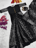 Viral Black Sequin 10 Second Saree Gown UK Next Day - BONYHUBSAREE