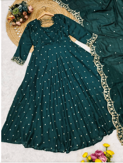 Wedding Designer Gown Anarkali Dupatta Qty2 pcs - BONYHUBSALWAR KAMEEZ