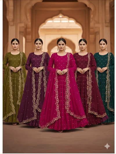 Wedding Designer Gown Anarkali Dupatta Qty2 pcs - BONYHUBSALWAR KAMEEZ