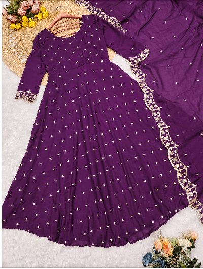 Wedding Designer Gown Anarkali Dupatta Qty2 pcs - BONYHUBSALWAR KAMEEZ