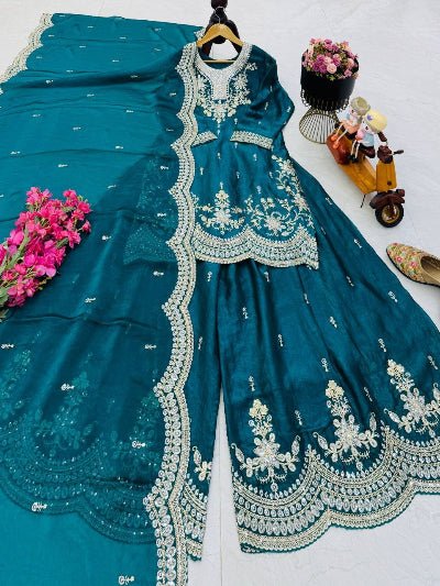 Wedding Wear Embroidered Sharara Suit for Women | Asian Ethnic Wear - 7 colours - BONYHUBSALWAR KAMEEZ