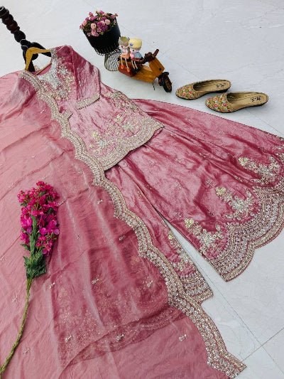 Wedding Wear Embroidered Sharara Suit for Women | Asian Ethnic Wear - 7 colours - BONYHUBSALWAR KAMEEZ
