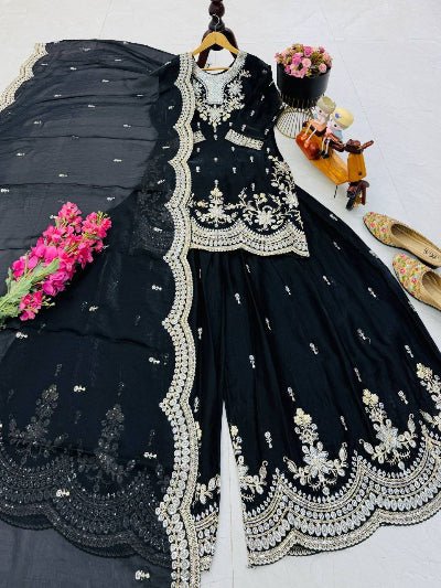 Wedding Wear Embroidered Sharara Suit for Women | Asian Ethnic Wear - 7 colours - BONYHUBSALWAR KAMEEZ
