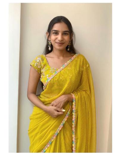 White Best Selling Georgette Embroidered Saree UK Next Day - BONYHUBSAREE